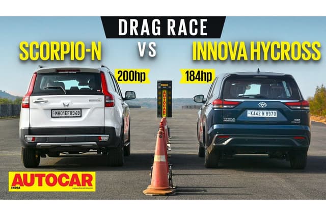 Mahindra Scorpio-N vs Toyota Innova Hycross drag race video